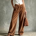 thumbnail image 2 of Women Corduroy Wide Leg Trousers Sevevn Button Fly Mid Rise Loose Fit Pants With Flap Front Pockets, Diverse Solid Color Selections For Dating Shopping And Semi‑Casual Daily Dressing, 2 of 6