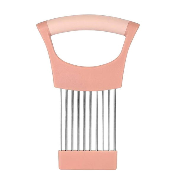 Soporte para cebolla para rebanar, picador manual, multifuncional, agarre cómodo, para tomates Rosa
