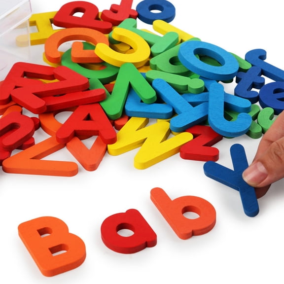 BUTOMKY Montessori Wooden Alphabet Matching Game - 52 Pcs Upper/Lowercase Letter Spelling Set,Letter Recognition & Vocabulary Building, Toddler Travel Learning Activity