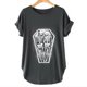 thumbnail image 2 of Mujeres Fahion Cuello redondo Mangas caídas Hombro Camiseta Estampado de calavera Blusa Túnica Tops Fridja  zx1903, 2 of 7