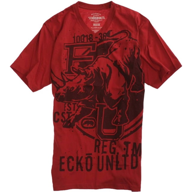 Ecko Unltd. Camiseta gráfica Big Ups Rhino con cuello en V para hombre, roja, pequeña