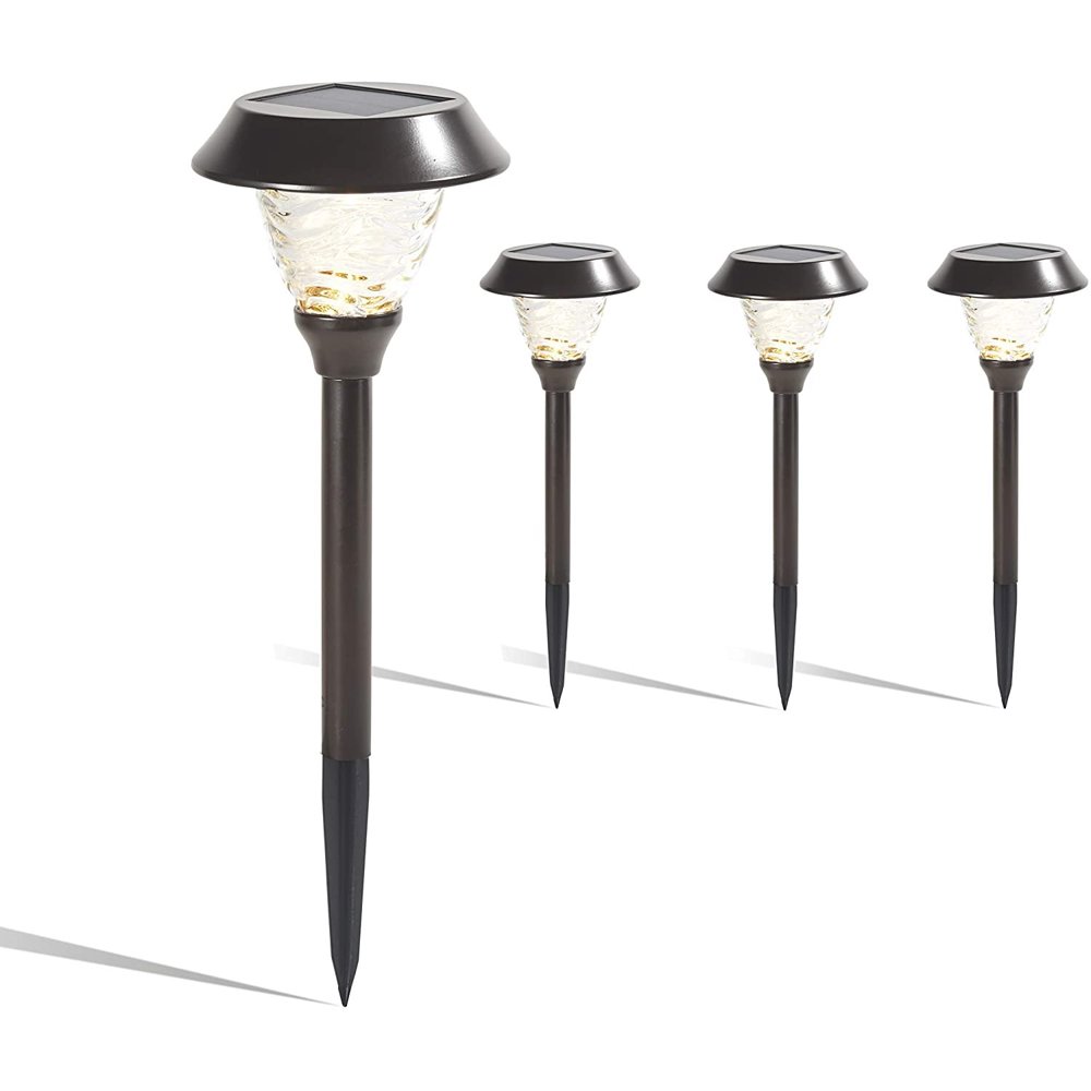 Solar Pathway Lights Outdoor Black Stainless Steel with Glass, Extra