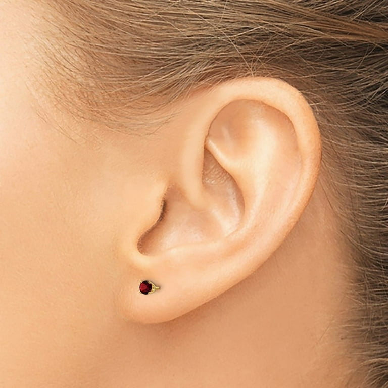 BRAND NEW 14k Yellow Gold 3mm January/Garnet high quality Post Earring - Model: XBE37