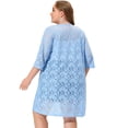 thumbnail image 4 of Women's Plus Size Cardigan Lace Open Front 3/4 Sleeve Long Bolero Jacket Light Blue 1X, 4 of 6