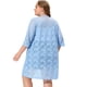 thumbnail image 4 of Women's Plus Size Cardigan Lace Open Front 3/4 Sleeve Long Bolero Jacket Light Blue 1X, 4 of 6