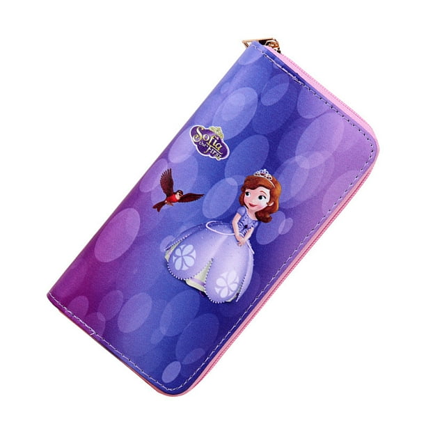 Cartera con personajes de anime de Sofía, delgada, plegable, multiusos