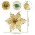 thumbnail image 2 of 12 Pack Gold Xmas Glitter Poinsettia 5.1 inch Artificial Flowers Christmas Tree Decorations Clearance Ornaments, 2 of 7
