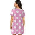 thumbnail image 3 of Horeoi Pink And White Polka Dot Print Women's Short-sleeved Nightdress Breathable Cotton-like Material Loose A-line Knee-length, 3 of 6