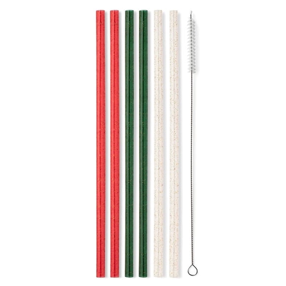 Juego de pajitas navideñas reutilizables con purpurina Swig Life, 26 cm