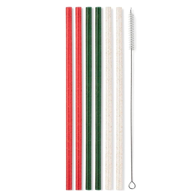 Juego de pajitas navideñas reutilizables con purpurina Swig Life, 26 cm