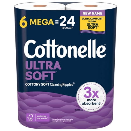 Cottonelle Ultra Soft Toilet Paper - 6 Mega Rolls