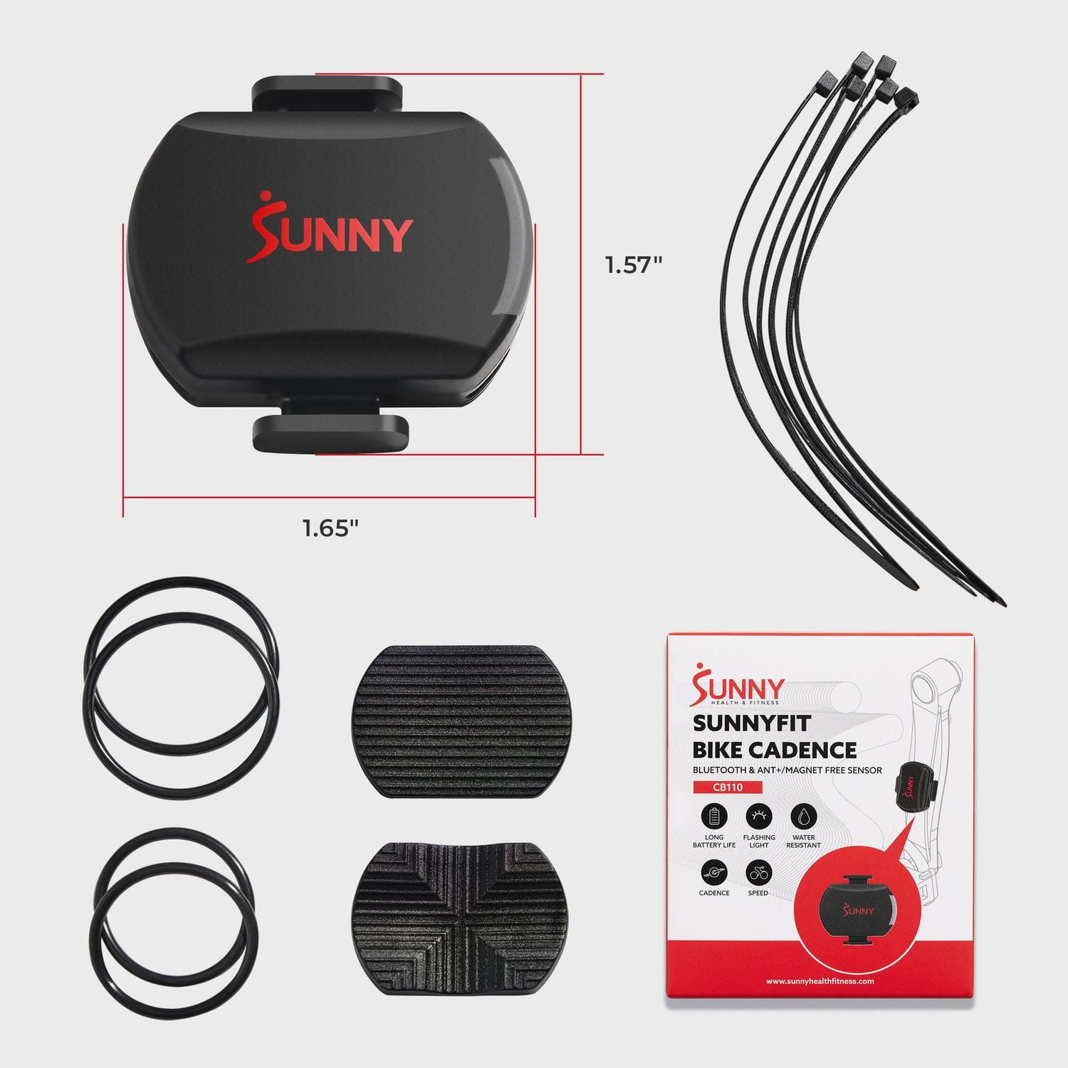 Sunny Health & Fitness Capteur de Cadence/RPM + Vitesse 2-en-1 pour Vélo d'Exercice Intérieur ou Extérieur avec Application SunnyFit Gratuite et Connectivité Bluetooth Améliorée - CB110