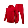 thumbnail image 1 of Innerwin Tracksuit Set Solid Color Men Sweatsuit Sports Hooded Athletic 2 Piece Jogging Suits Red M, 1 of 2