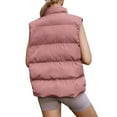 thumbnail image 4 of Cenuakty Women's Puffer Vest Solid Color Stand Collar Drawstring Quilted Waistcoat Winter Casual Sleeveless Padded Jacket Coat, 4 of 5