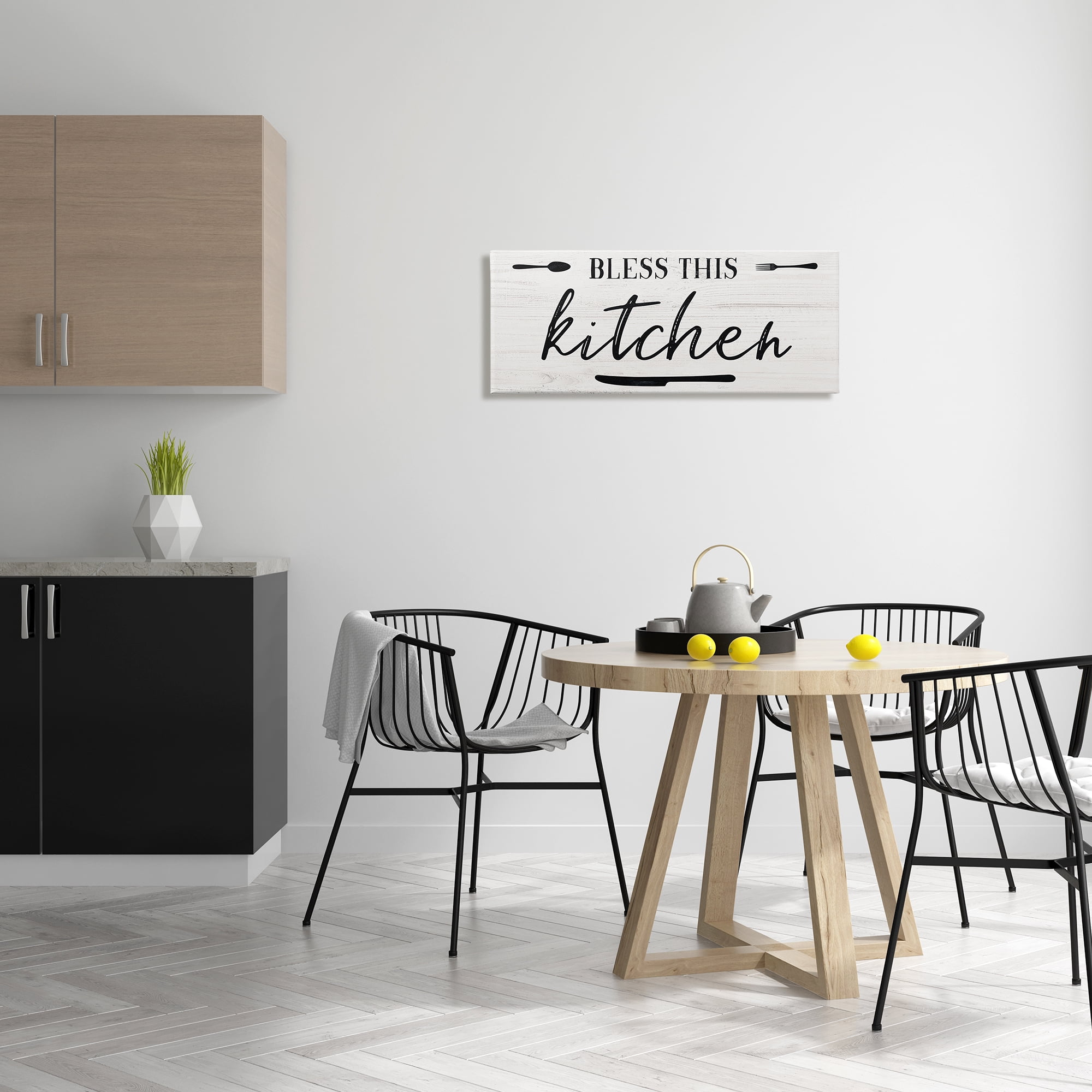 Stupell Indtries Bless This Kitchen Phrase Minimal Typography Fork Knife,30 x 13,Design by Natalie Carpentieri