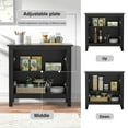 thumbnail image 6 of Eumyviv Black Accent Sideboard Cabinet with 2 Rattan Doors, Adjustable Storage for Bedroom or Living Room, 6 of 7