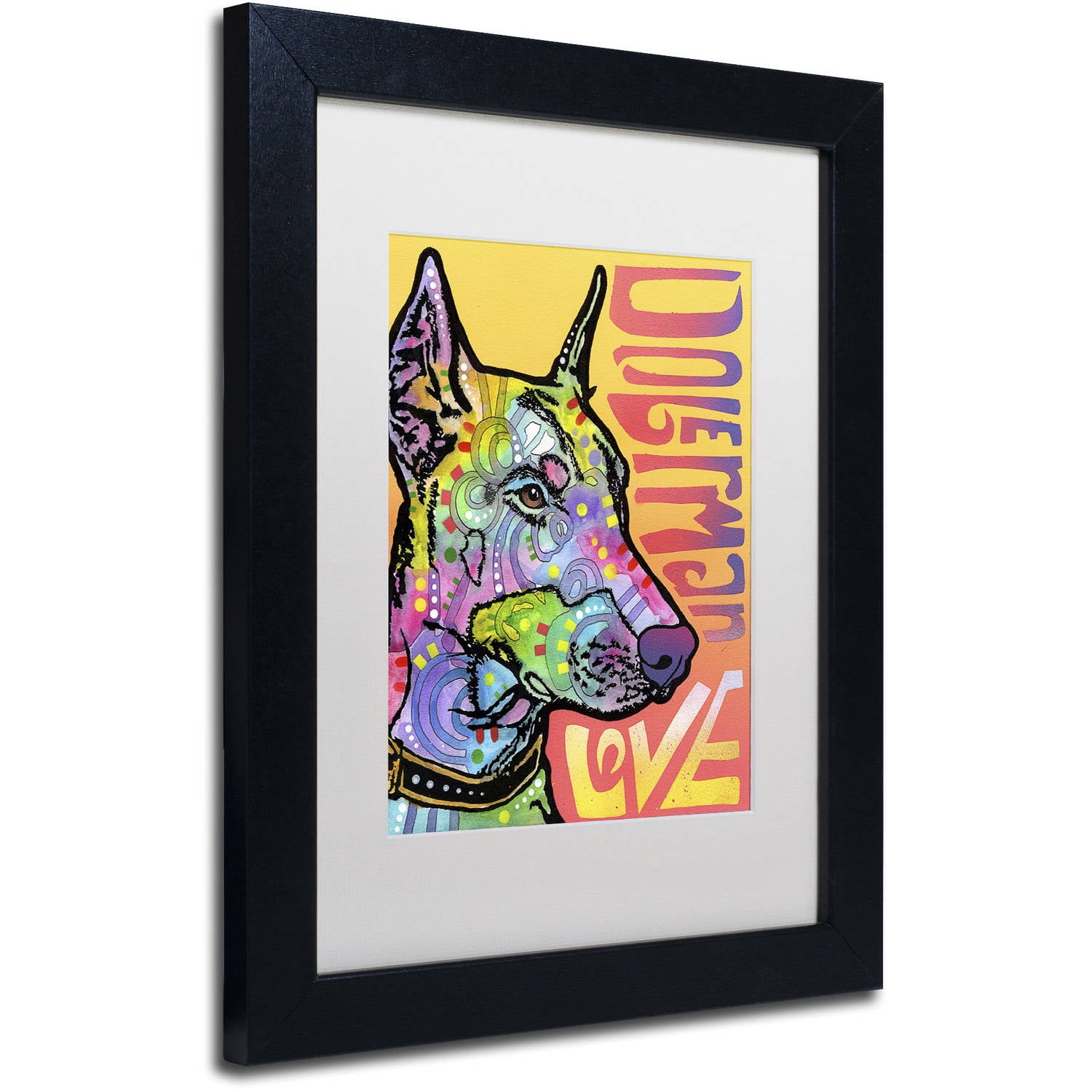 Trademark Fine Art 'Doberman Luv' Canvas Art by Dean Russo, White Matte, Black Frame