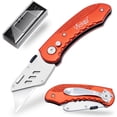 thumbnail image 1 of TEMOGU-Box Cutter Utility Knife Heavy Duty with 5 SK5 Quick Change Blades, Safety Axis Lock Design Razor Knife, Lightweight Aluminum Body Belt Clip for Office (Red), 1 of 4