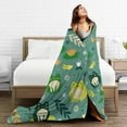 thumbnail image 5 of DouZhe Ultra-Soft Micro Fleece Lightweight Flannel Bed Blanket, Happy Frogs Flowers Green Print Cozy Warm Throw Blankets, 50"x40", 5 of 7