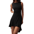 thumbnail image 2 of Women'S Slim Fit Solid Color Sleeveless Basic Casual Dress Black S, 2 of 7