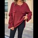 thumbnail image 4 of Blusas de Punto para Mujer 2025, Suéter de Cuello Redondo de Larga Extragrande, Blusas Informales de Negocios, Suéter Básico. Vino Tinto L, 4 of 10