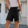 thumbnail image 5 of Clearance! Jean Shorts Womens Boyfriend Jeans for Women Women's Summer New Loose Casual High Waist Solid Denim Shorts S-L, 5 of 5