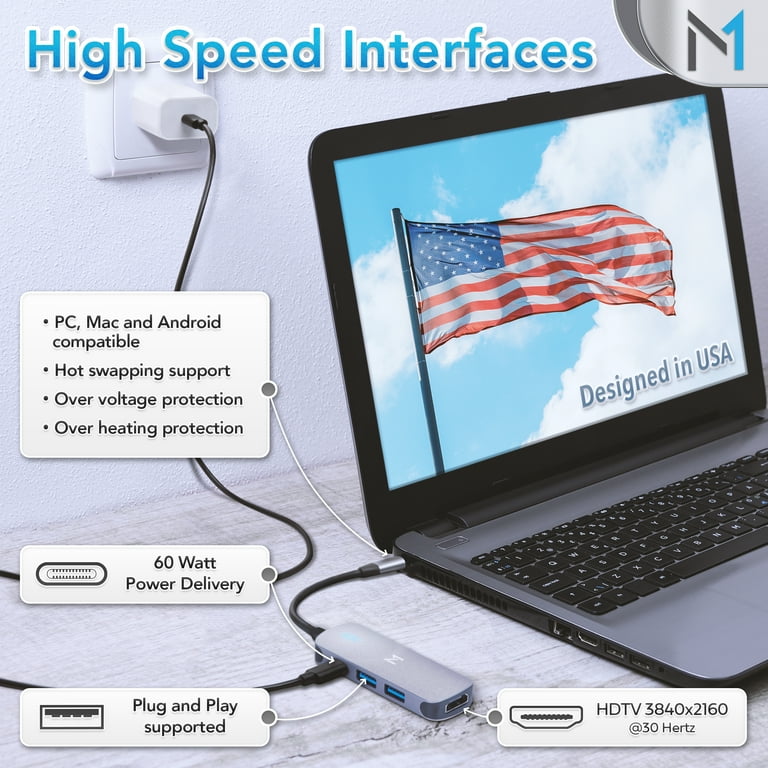 4-in-1 Docking Station for Multiple Devices & Monitor Connection, USB-C 3.0 PD, USB 3.0 & 2.0, Universal Multiport Dock w/ C Dongle, Latest Hi-Tech 4-in-1 Docking Station for Multiple Devices & Monitor Connection, USB-C 3.0 PD, USB 3.0 & 2.0, Universal Multiport Dock w/ C Dongle, Latest Hi-Tech