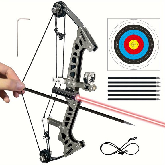 Mini Archery Bow Set 2.9"/6.3"/8.7"/10.2" Mini Compound Bow Mini Hunting Bow Left and Right-Handed General Metal Material Catapult for Shooting/Practice Archery Entertainment Fun
