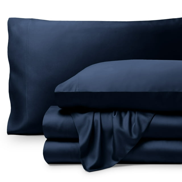 Bare Home Bamboo Sheet Set - Made from Rayon Fibers - Deep Pockets - 4 Piece - King, Dark Blue