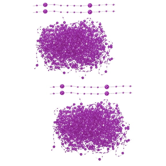 Set of 2 Favors Vase Decorative Pearls Vase Decoration 120X0.8cm Purple