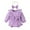Purple, variant on Utlike Baby Girls Bodysuits Long Sleeve Solid Color Bowknot Romper With Headbands Set Comfort Fit Onesies Daily Wear Size 18 Months-24 Months