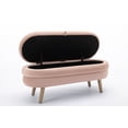 thumbnail image 4 of Storage Bench for Bedroom, Velvet Upholstered Storage Ottoman Bench with Wood Legs,  44.8" End of Bed Ottoman Bench Storage Stool for Living Room Bedroom Entryway, Light Pink, 4 of 9