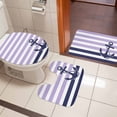 thumbnail image 4 of Anchor Purple Bath Mat 3 Piece Bathroom Rug Set, Modern Navy Blue White Striped Nautical Non Slip Bath Rug Contour Mat and Toilet Lid Cover, Absorbent Shower Mats Soft Bath Rugs and Mats Sets, 4 of 8