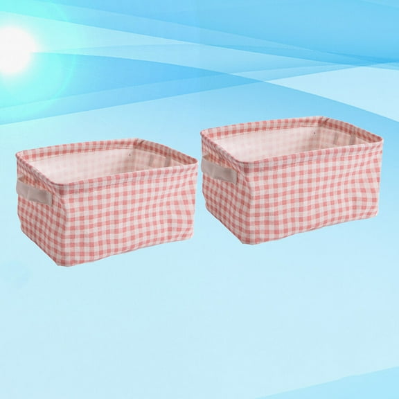 FONWILYO Cloth Storage Baskets for Household Supplies 2Pcs Pink and White Checkered