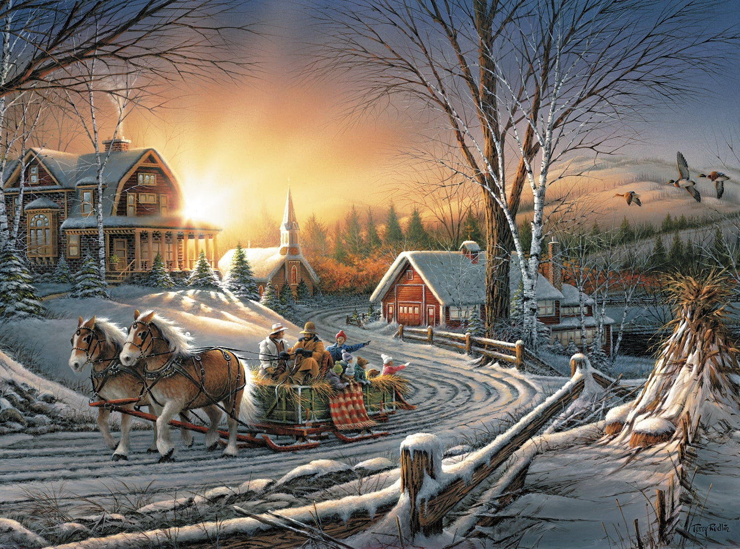 Buffalo Games Terry Redlin The Pleasures of Winter 1000 Pieces Jigsaw Puzzle