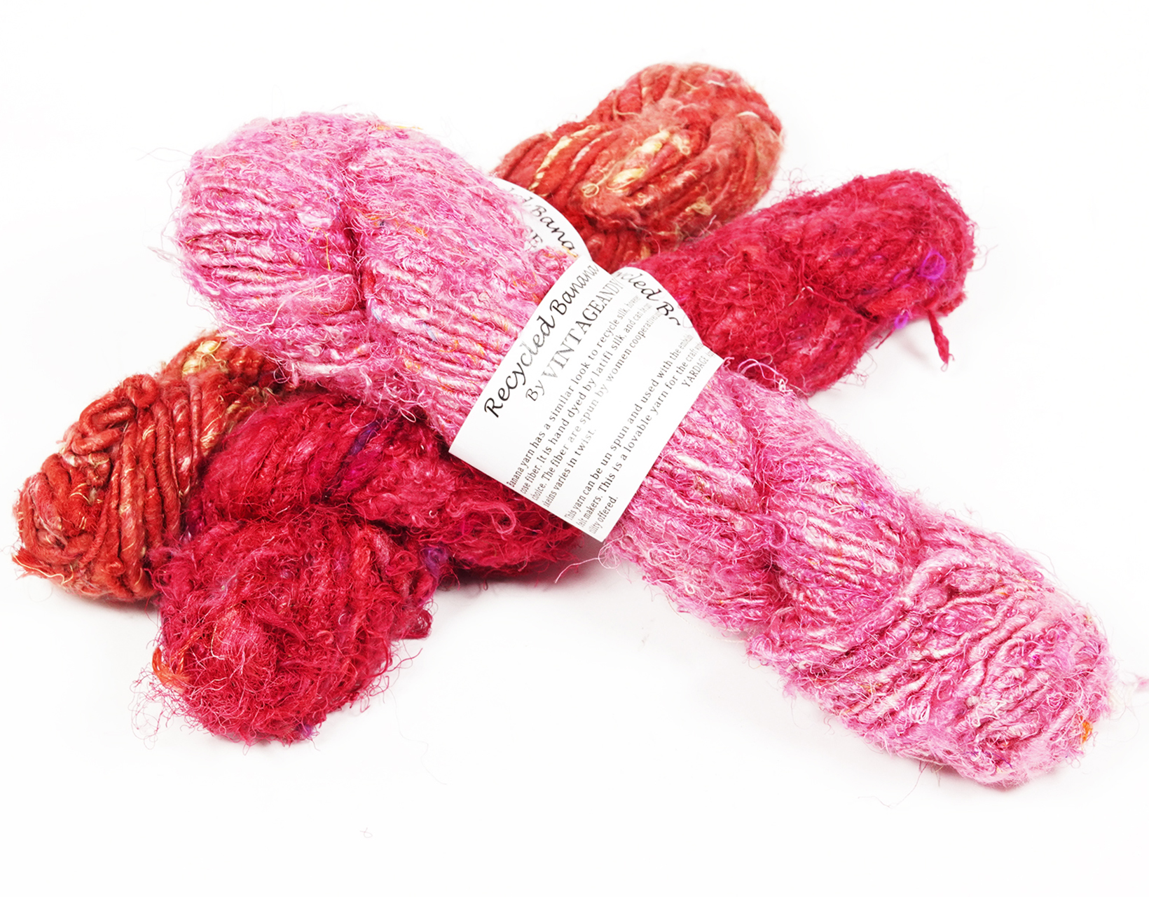 Vintageandyou 300g Recycled Banana Silk Yarn Skein - Pack of 3 | Natural Color Hand-Spun Viscose Banana Fiber Yarns for Knitting, Art Weaving & DIY Crafts - Soft Textured Yarn (Natural)