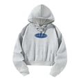 thumbnail image 2 of Sudadera con capucha corta para mujer, jersey con cordón, sudadera con capucha, Top corto para correr, XL, 2 of 8