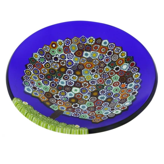 GlassOfVenice Murano Millefiori Round Plate - Tree of Life