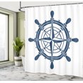 thumbnail image 4 of Ambesonne Nautical Tattoo Shower Curtain, Steering Wheel Art, 69"Wx70"L, Dark Sky Blue and White, 4 of 4