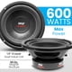 thumbnail image 3 of Pyle Altavoz de audio para subwoofer de coche, cono de papel no prensado de 6,5, cesta de plástico negro, bobina de voz dual, impedancia de 4 ohmios, potencia de 600 vatios, envolvente de espuma para, 3 of 5