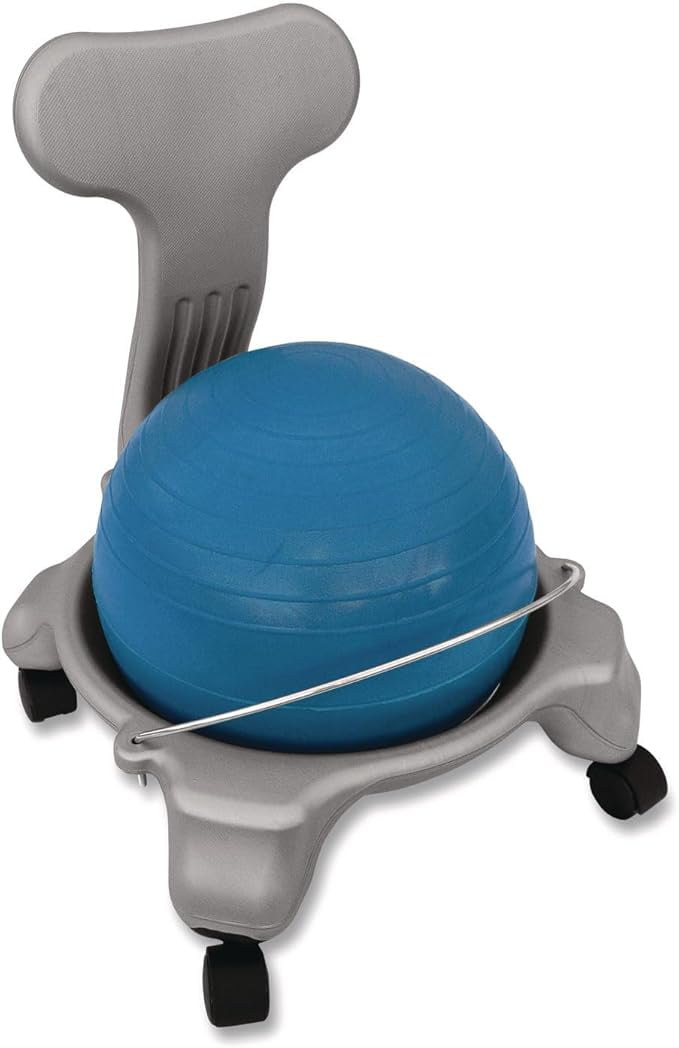 Champion Sports Youth Kid's Exercise Ball Chair: FitPro Balance Ball Chair with Wheels and Back Support for Home or School - Includes Hand Pump - Ages 8 and Older