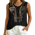 thumbnail image 6 of Holzkary Women's Tank Tops Sleeveless Summer Top Floral Embroidered Tops Tunic Top Y2K Cute Tops Crop Tops CrewNeck Basic Tank Shirt Boho Shirts Pullover Casual Summer Gauze Shirt Solid Color 3XL, 6 of 8