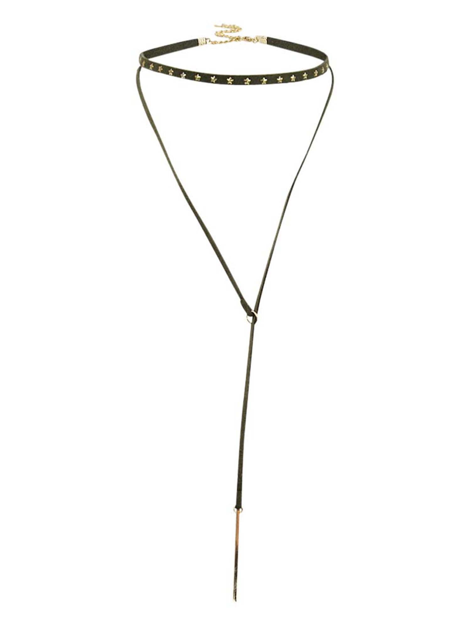Olive Green & Gold Star Studded Choker Necklace - Walmart.com