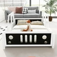 Full Size Floor Bed for Kids, Race CarShaped Wooden Platform