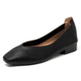 thumbnail image 5 of Viluyesy Womens Loafers Square Toe Faux Leather Slip On Arch Support Casual Work Cushioned Low Block Heel Shoes Black Size US8.5, 5 of 7