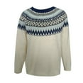 thumbnail image 3 of GEWSEY Womens Fall Vintage Fair Isle Sweater Casual Loose Long Sleeve Crewneck Knitted Pullover Sweater Tops (Navy, XXL), 3 of 3