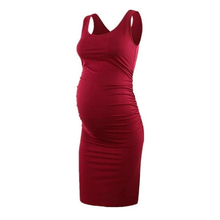 

Simplmasygenix Women s Maternity Sleeveless Dresses Summer Clearance Clothing Summer Round Neck Solid Color Maternity Vest Dress