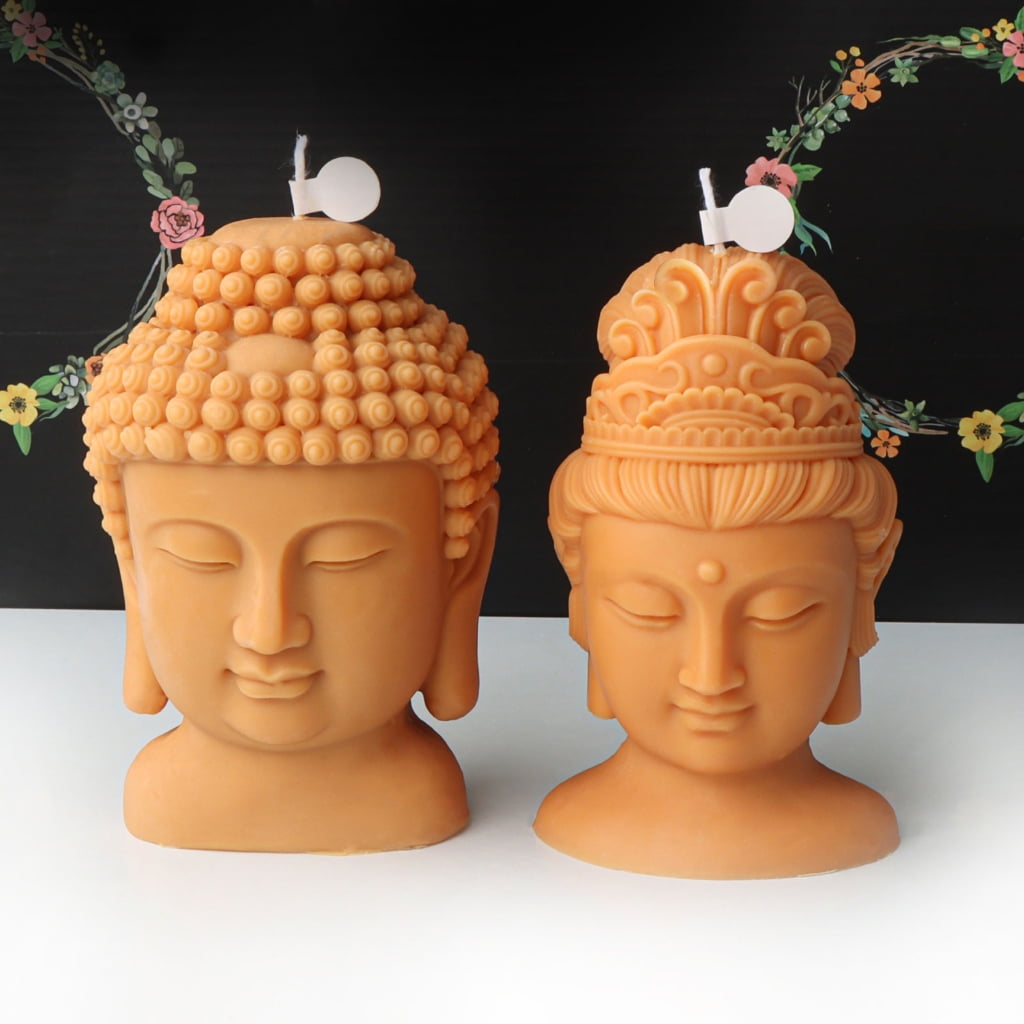 CIYISON Silicone Candle Mold Avalokitesvara Buddhas Head Epoxy Gypsum Mould for Resin