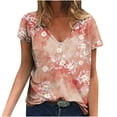 thumbnail image 2 of Sakmal Ladies Tops Under $10 Short Sleeve V-Neck Graphic T-Shirts Womens Shirts, 2 of 5