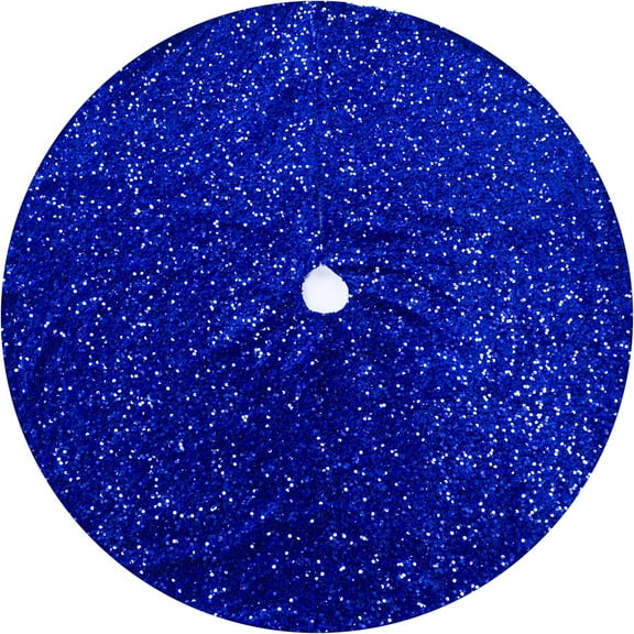 Guvpev Christmas Tree Skirt, 48 Inch Glitter Sequin Christmas Decorations, Blue Christmas Tree Skirt, Thick Velve Sparkle Xmas Tree Mats for Christmas Decorations, Seasonal Decor, Holiday Party Decor